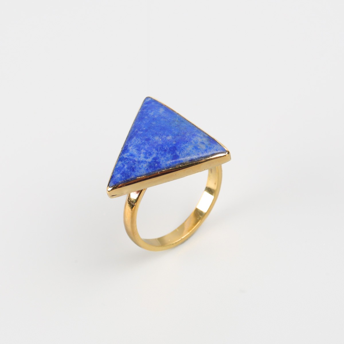 Triangle Brass Ring | Blue Lapis Ring 1