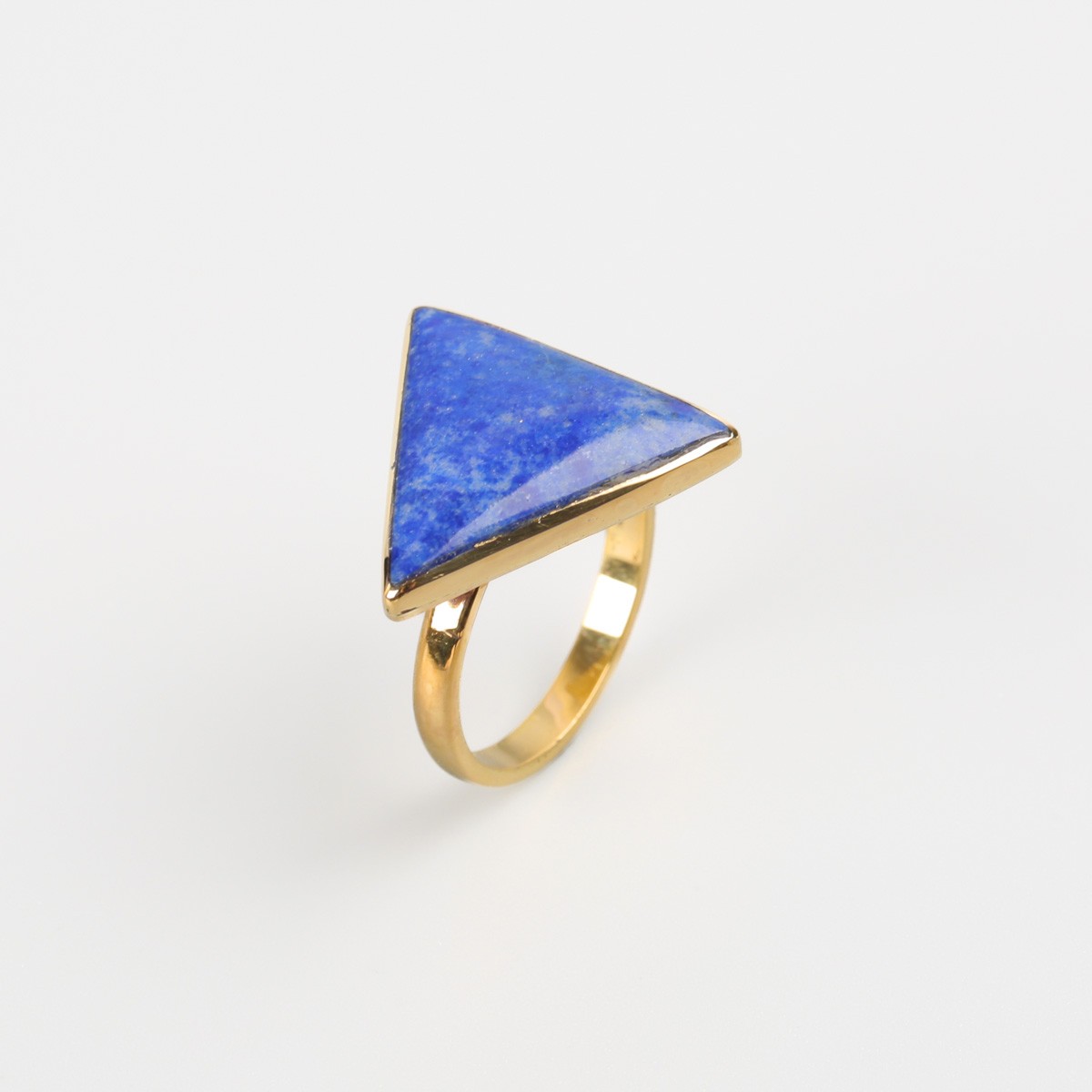 Triangle Brass Ring | Blue Lapis Ring 2
