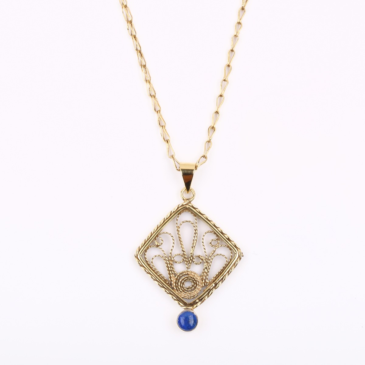Lapis Necklace & Ring | Gold Plated Brass Pendant & Ring 2