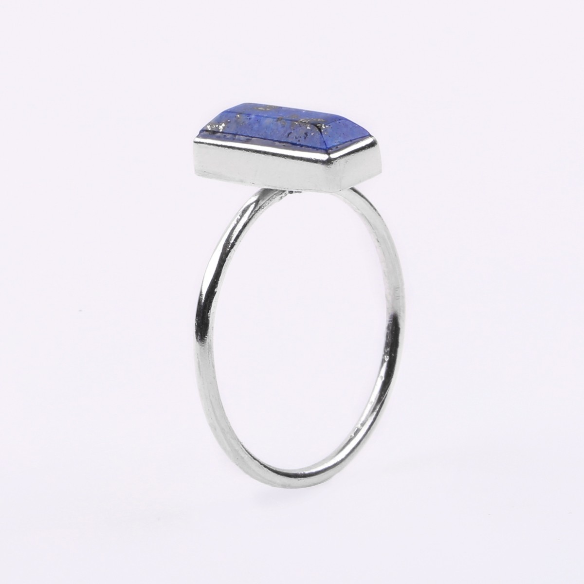 Lapis Lazuli Stone Ring | Flat Silver Ring  1