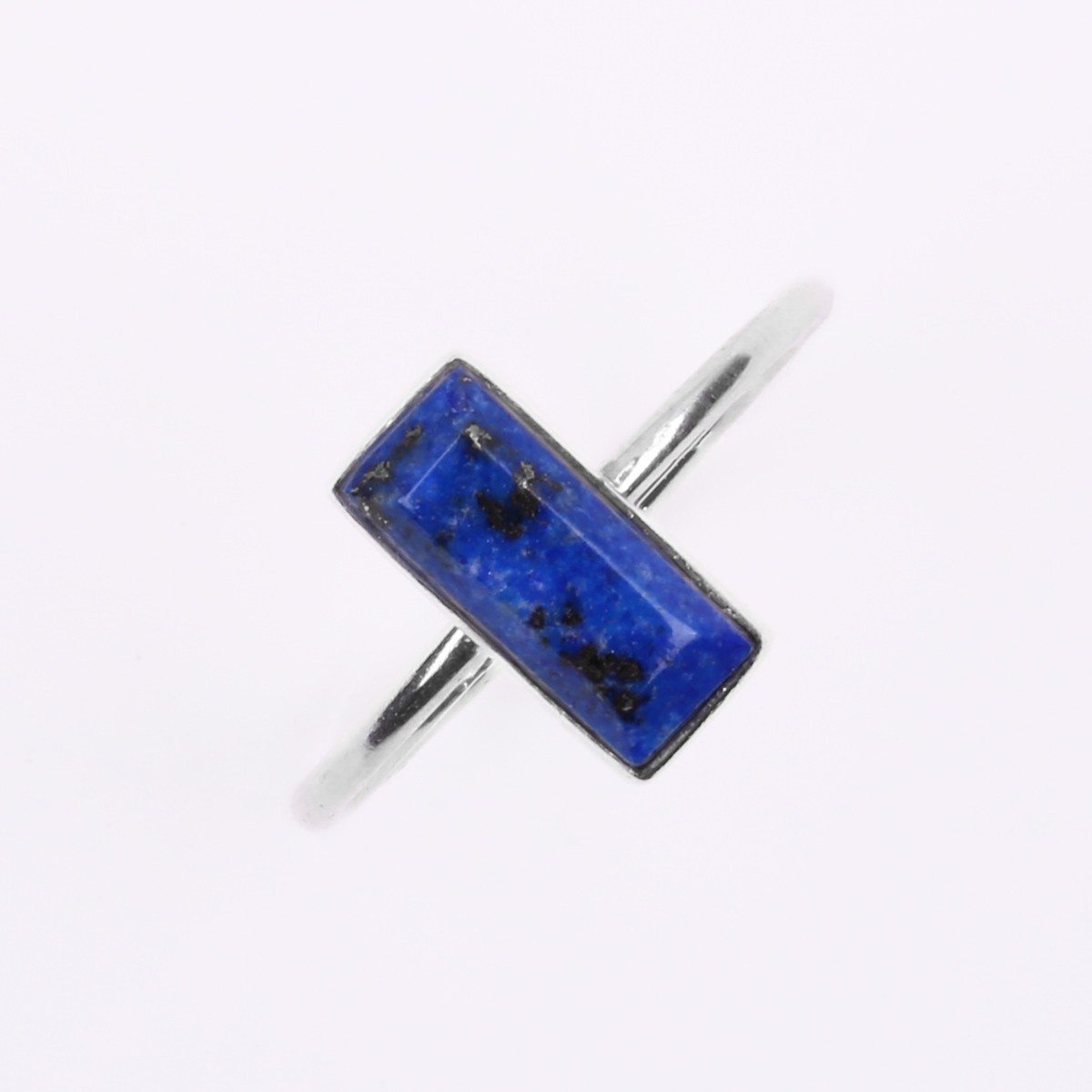 Lapis Lazuli Stone Ring | Flat Silver Ring  3