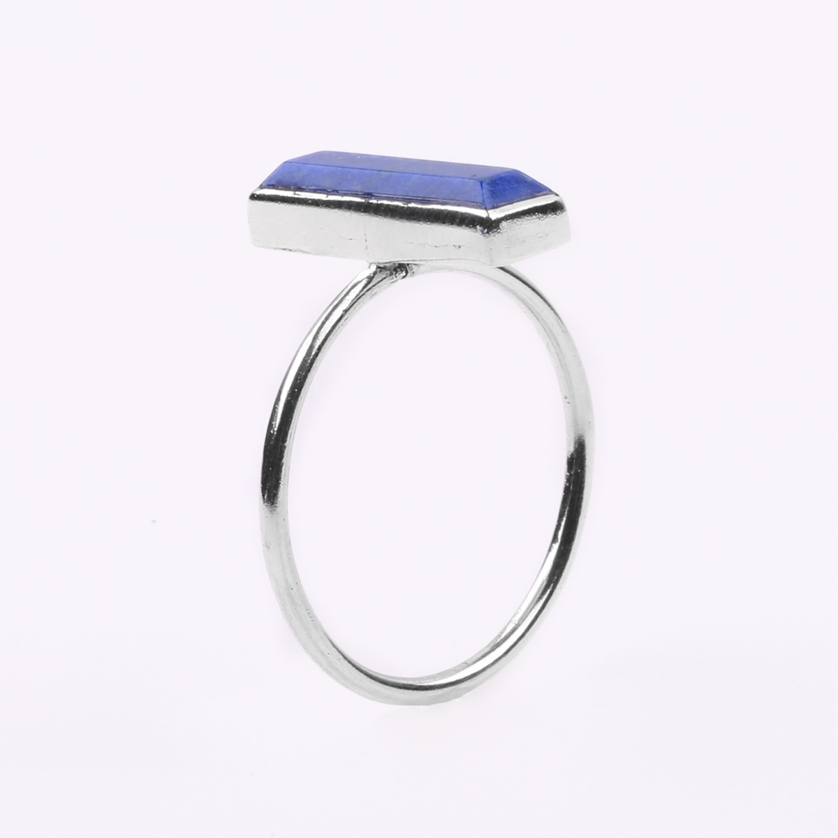 Lapis Silver Ring | Rectangle Cut Ring  1