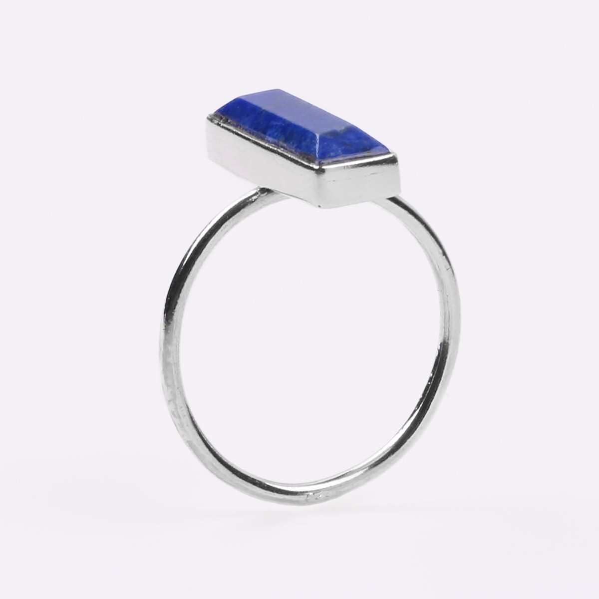 Lapis Rectangle Ring | Silver Single Stone Ring  1