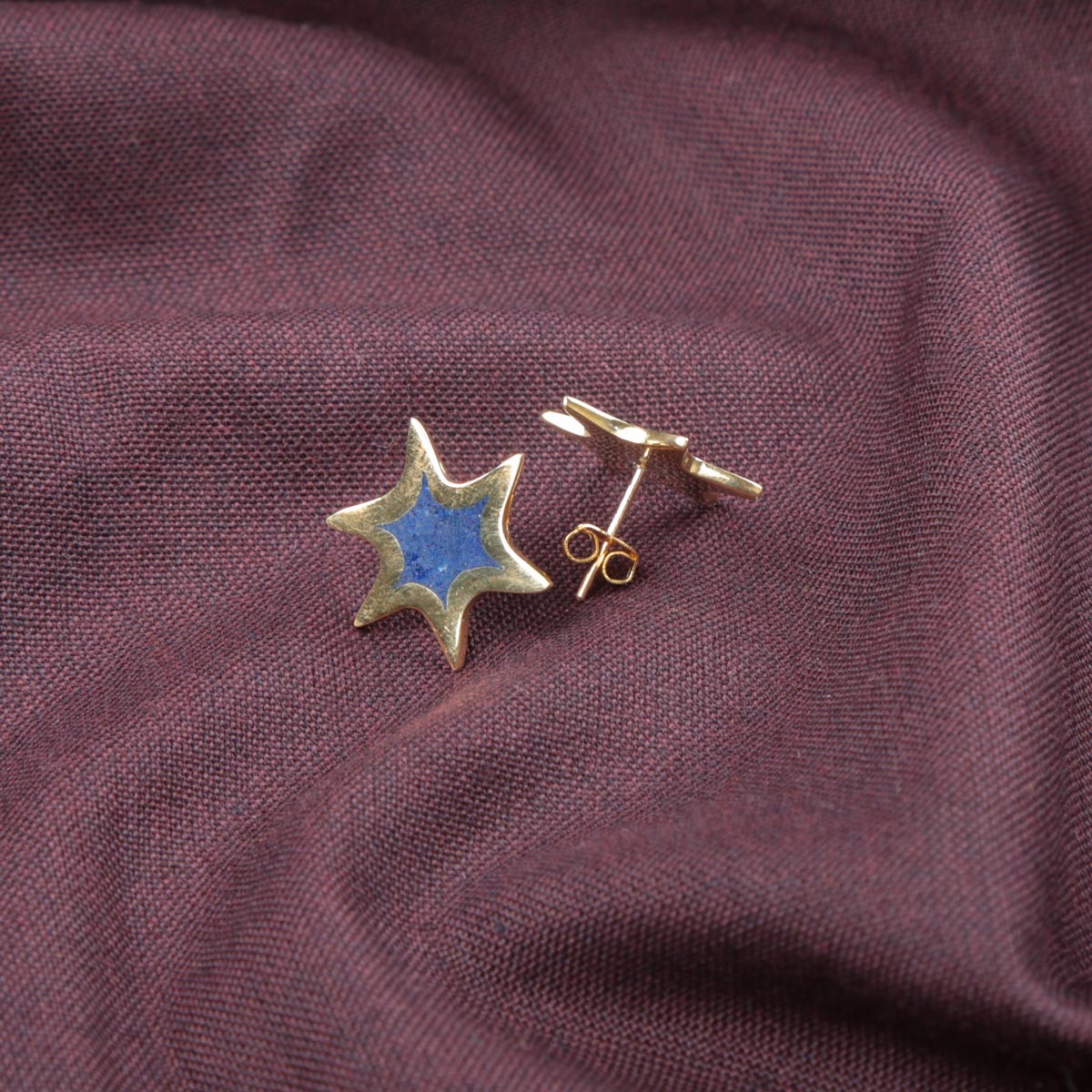 Lapis Lazuli Star Design Jewelry Set | Gold Plated Earrings & Ring  5