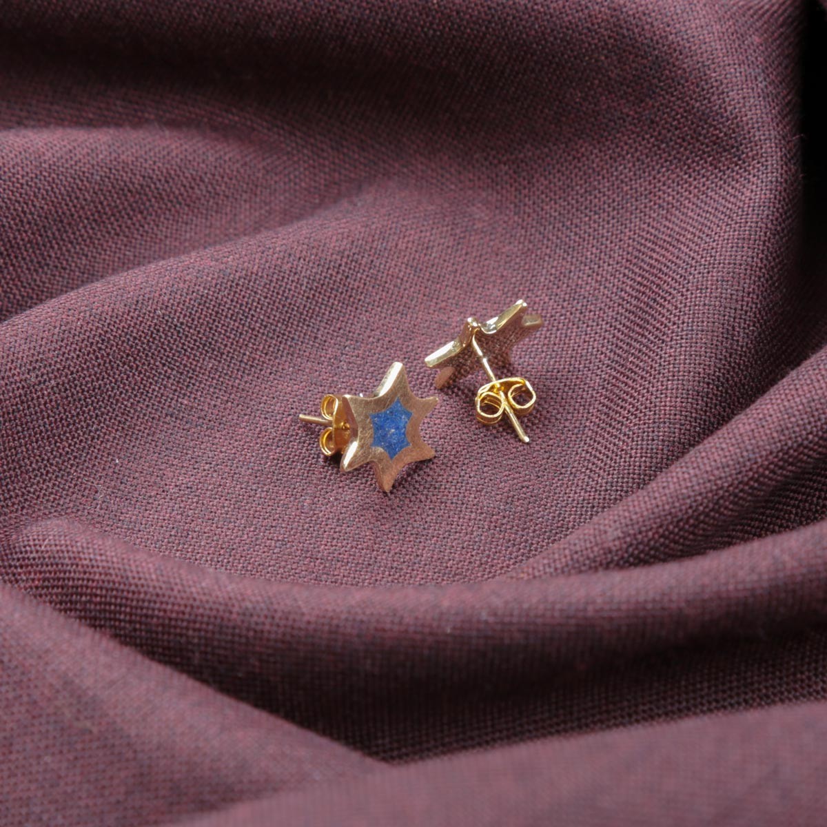 Lapis Lazuli Star Design Jewelry Set | Gold Plated Earrings & Ring  3