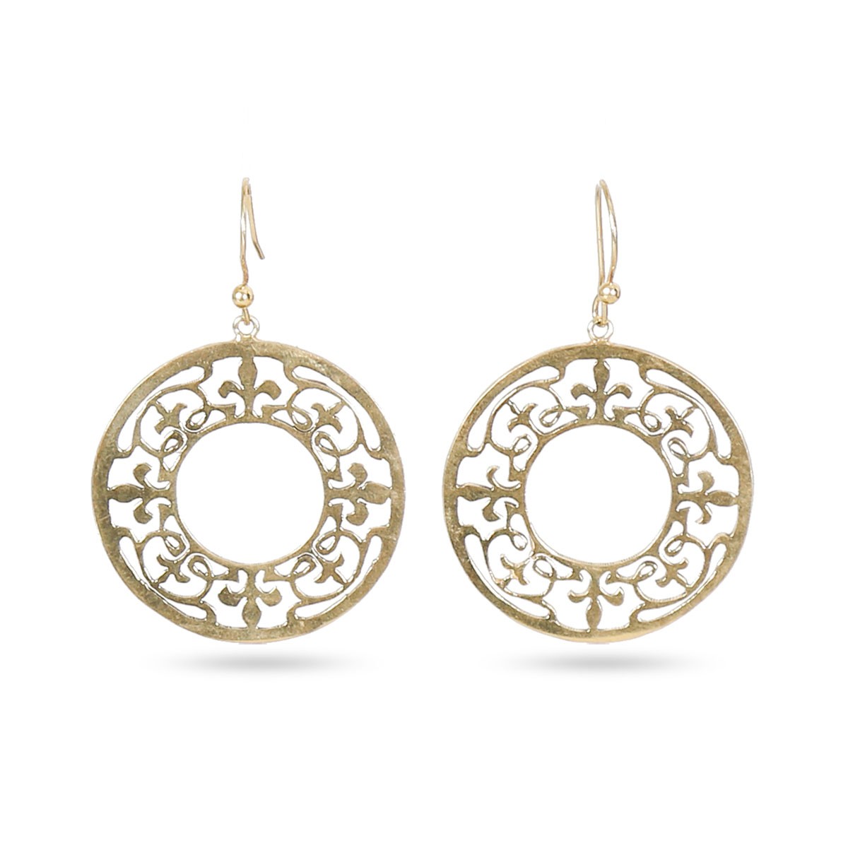 Circular Gold Plated Earrings | Brass Hook Earrings 1