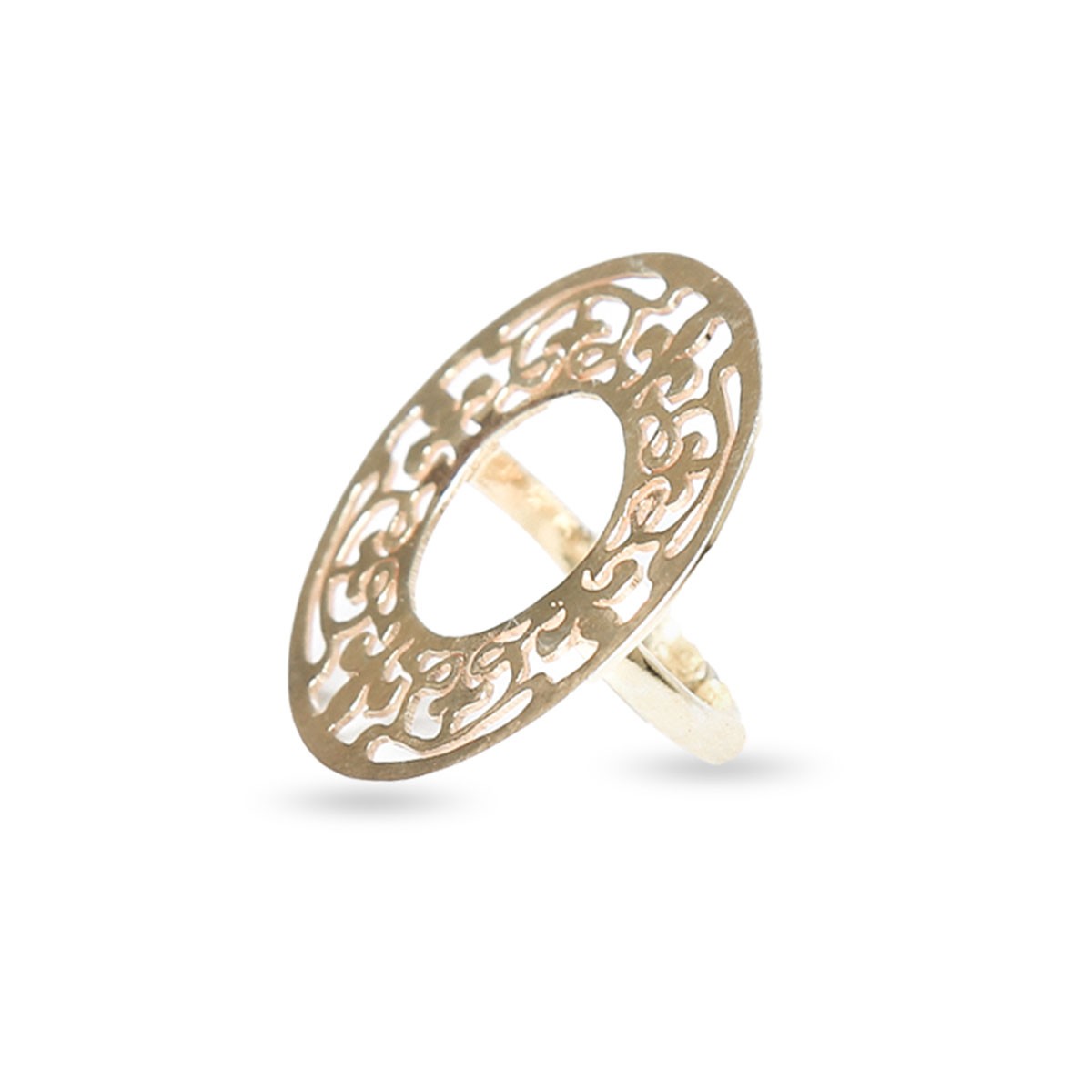 Circular Gold Plated Ring | Brass Engraved Ring 1