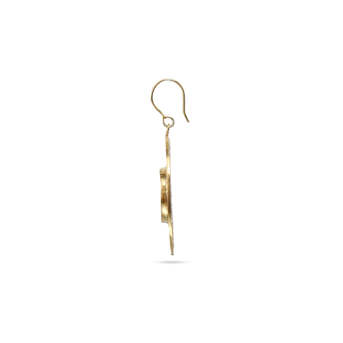 Blue Turquoise Brass Earrings | Gold Plated Round Hook Earrings 3