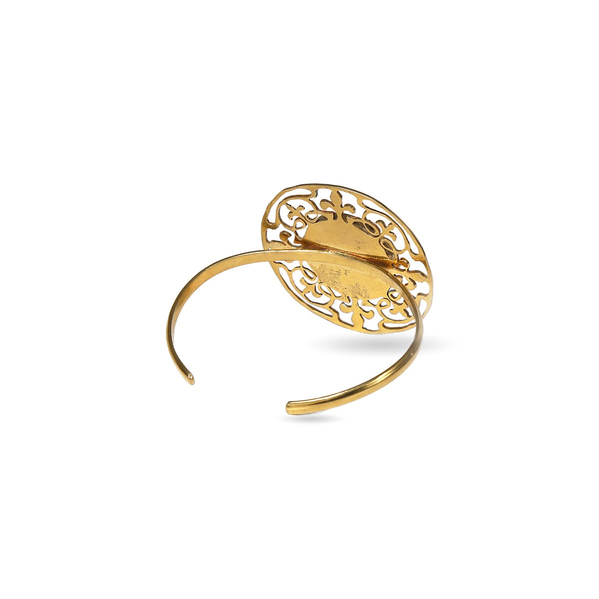 Blue Turquoise Stone Brass Bracelet | Gold Plated Cuff Bangle Bracelet 2