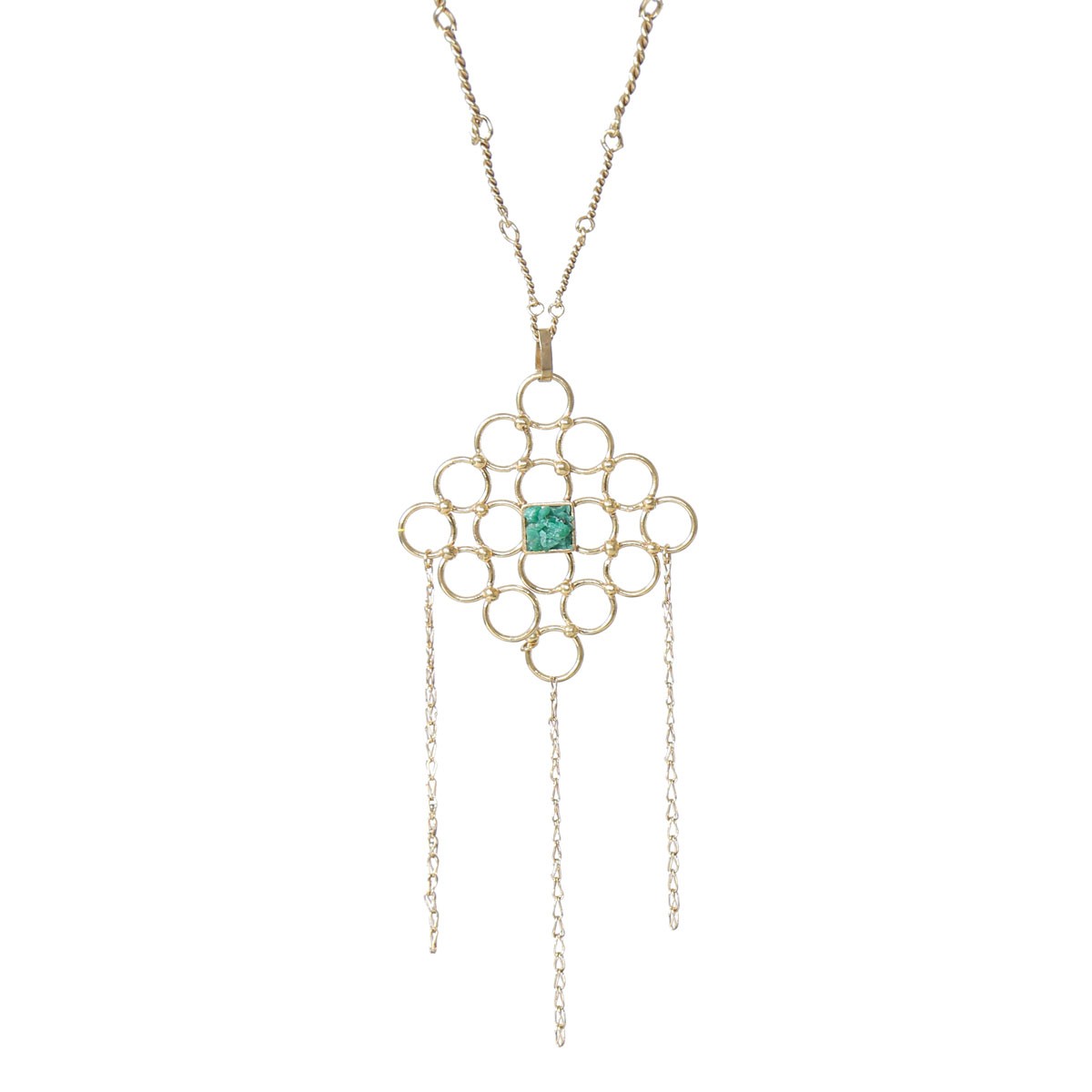 Green Agate Stone Brass Jewelry Set | Gold Plated Pendant, Earrings, Ring & Bracelet 2