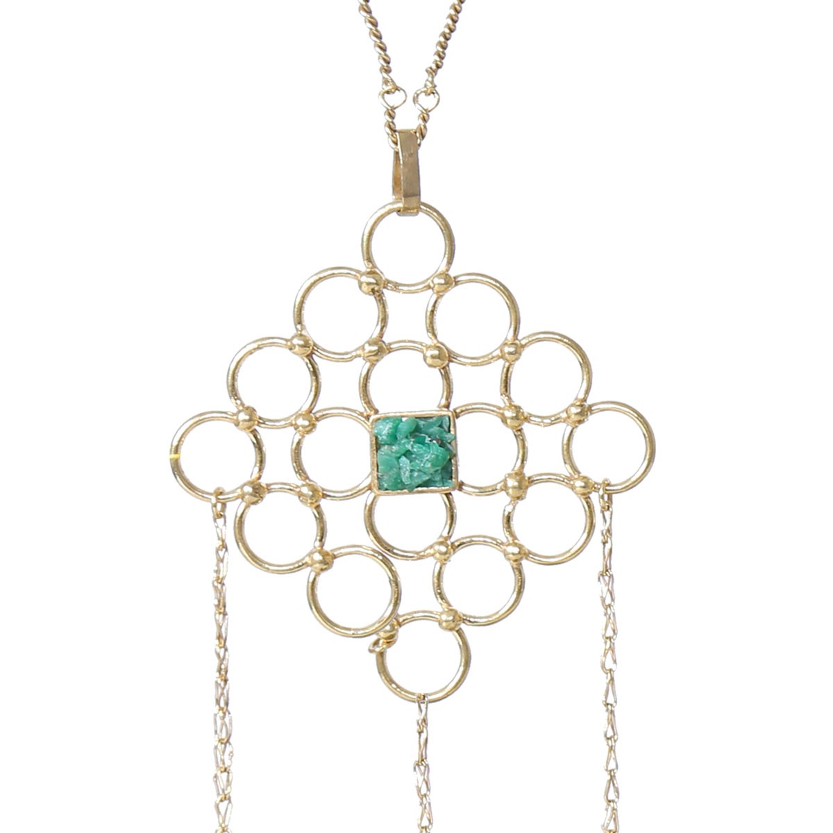 Green Agate Stone Brass Pendant | Gold Plated Locket 2