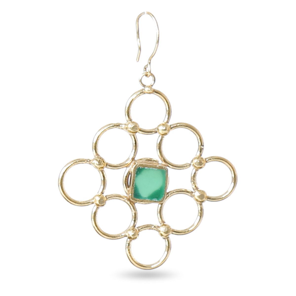 Green Agate Dangle Earrings | Gold Plated Hook Earrings 2