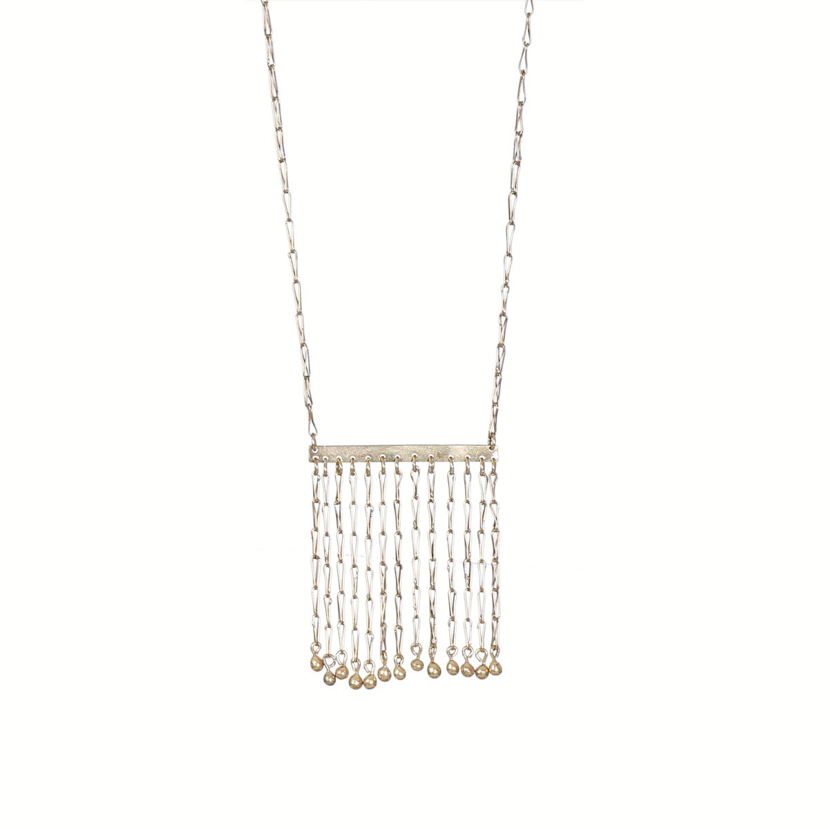 Turkmen Gold Plated Drop Locket| Silver Sautoir Pendant 1