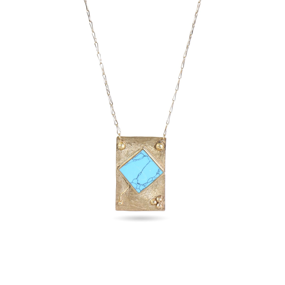 Blue Turquoise Stone Jewelry Set | Silver Pendant, Ring & Bracelet 2