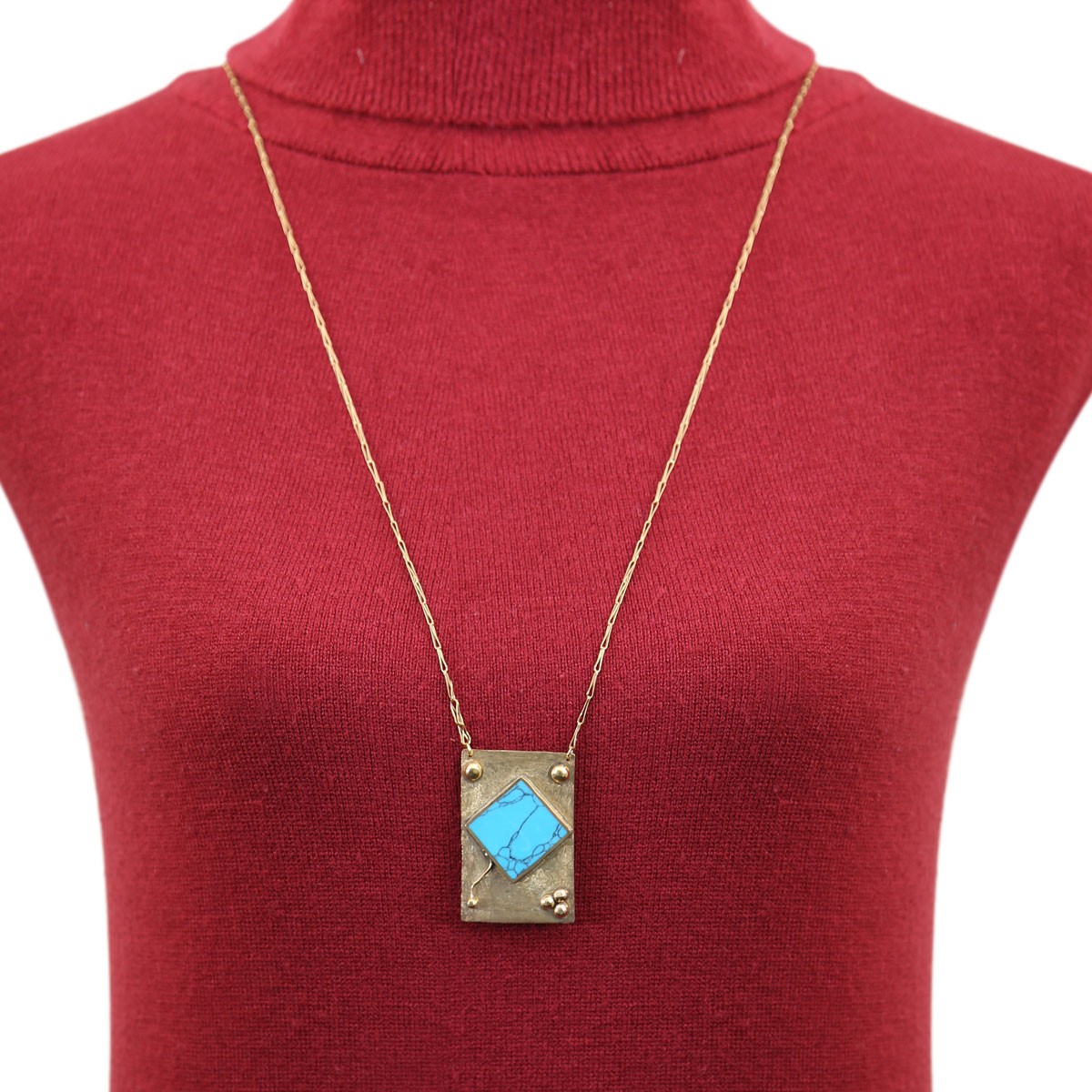 Blue Turquoise Stone Pendant | Murad Khani Style Locket 4