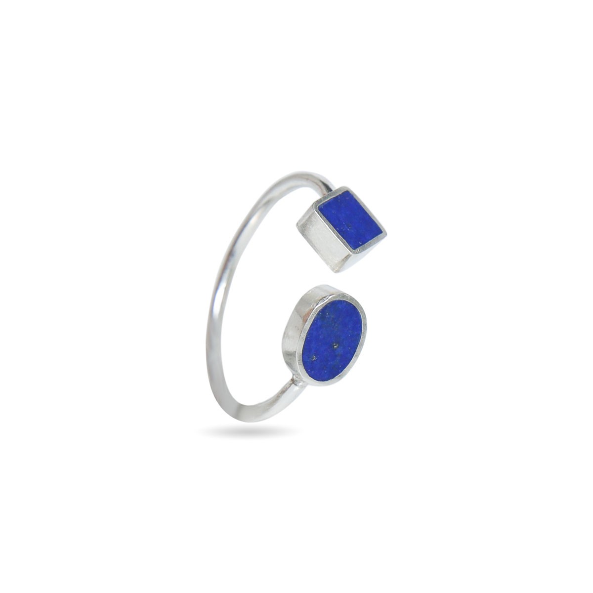 Lapis Lazuli Cuff Ring | Silver Two Stone Ring 2