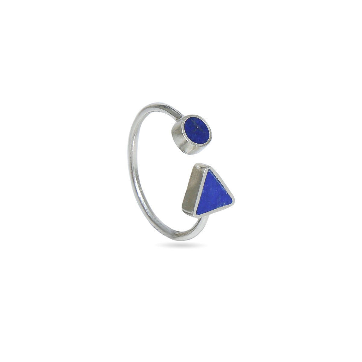 Lapis Stone Ring | Silver Two-Stone Ring 2