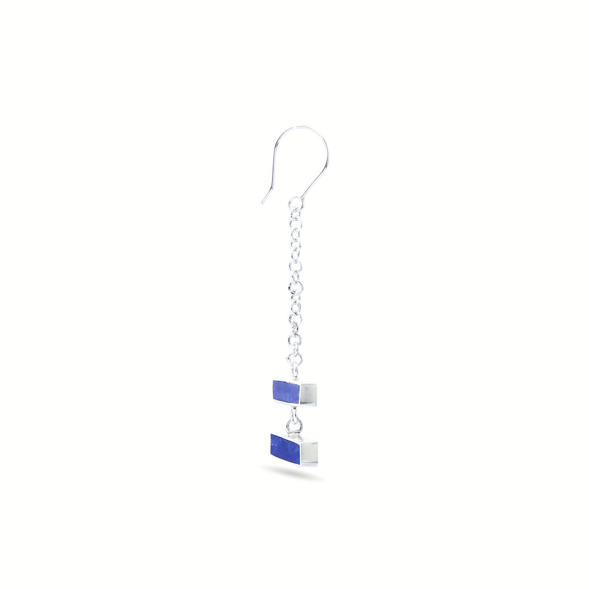 Lapis Stone Drop Earrings | Silver Shoulder Earrings 3