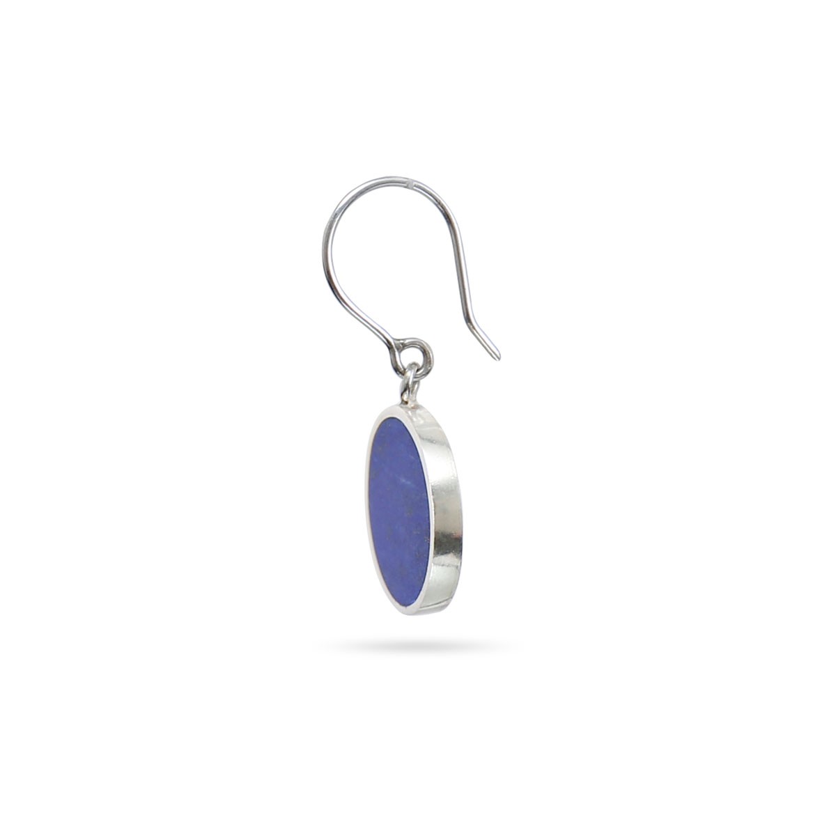 Lapis Stone Dangle Earrings | Silver Round Hook Earrings 3