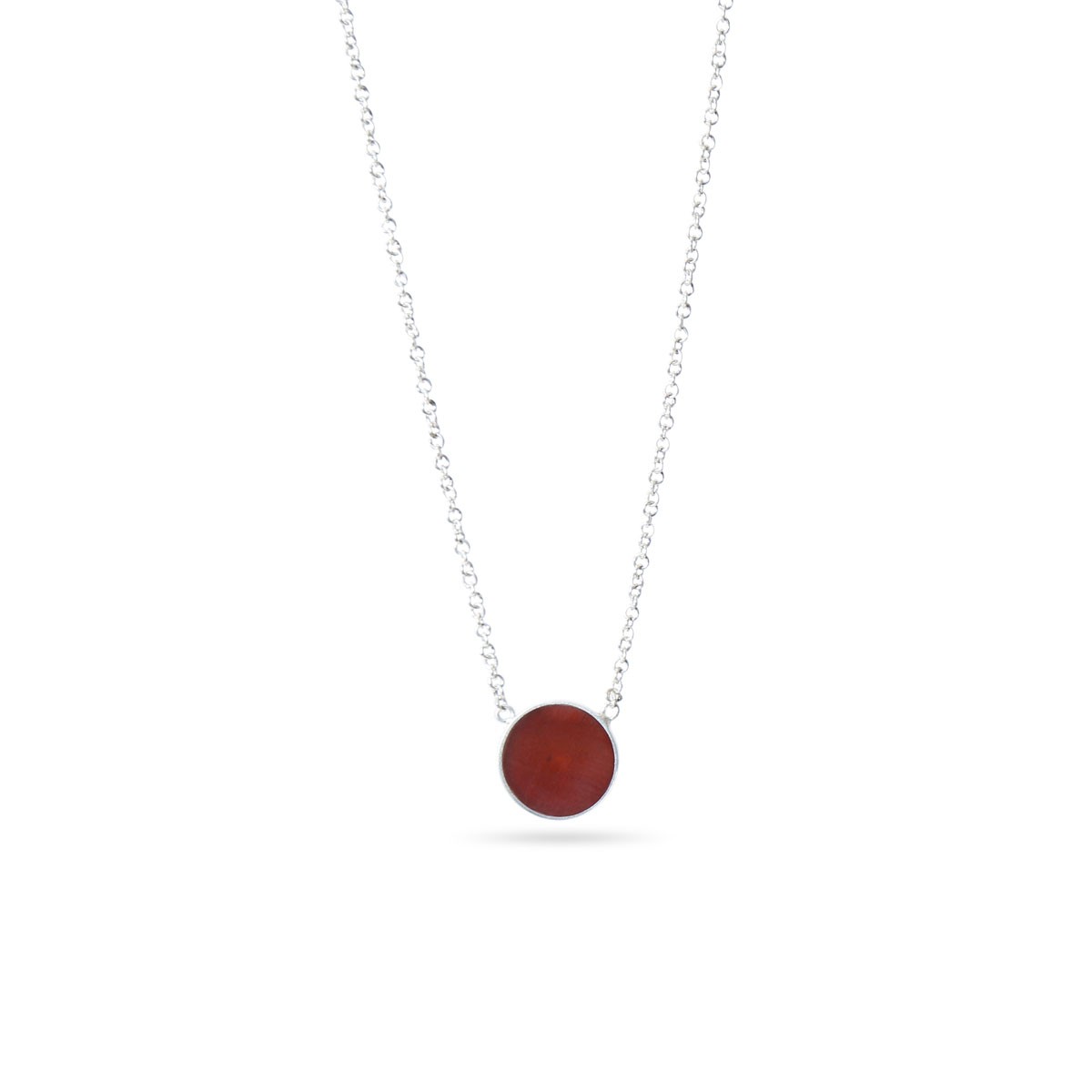 Red Agate Stone Pendant | Silver Drop Chain Locket 1