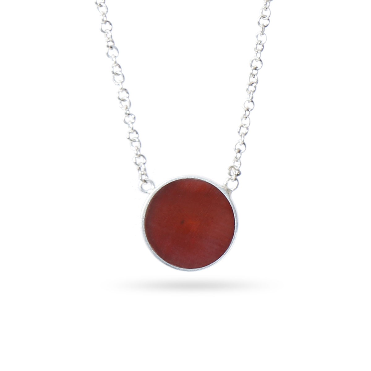 Red Agate Stone Pendant | Silver Drop Chain Locket 2