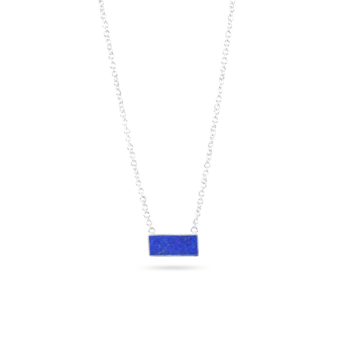 Lapis Lazuli Rectangle Pendant | Silver Drop Locket 1
