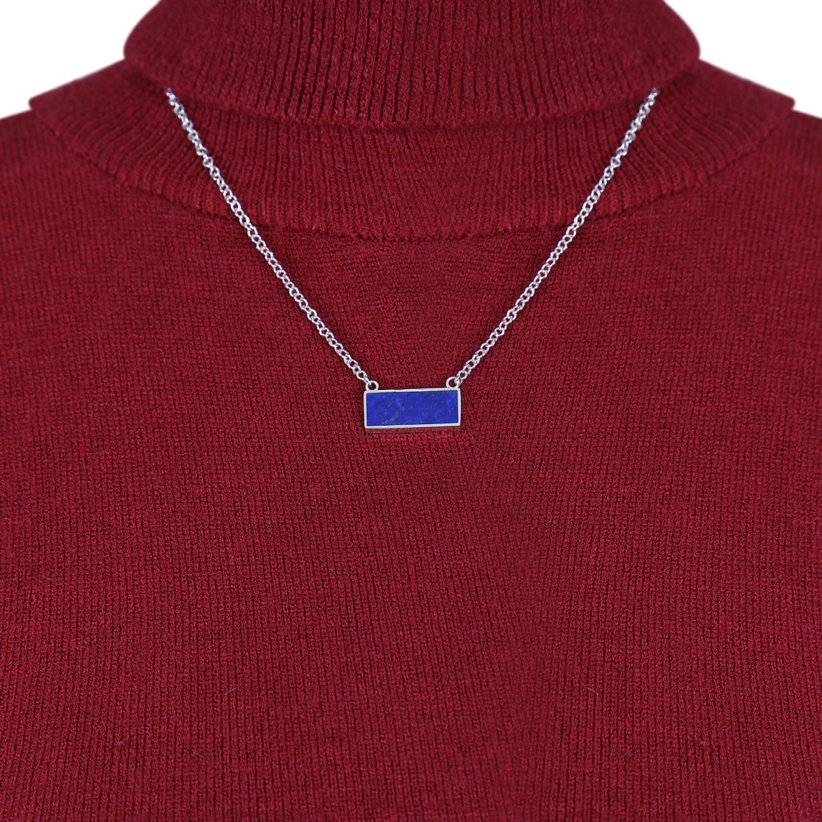 Lapis Lazuli Rectangle Pendant | Silver Drop Locket 3