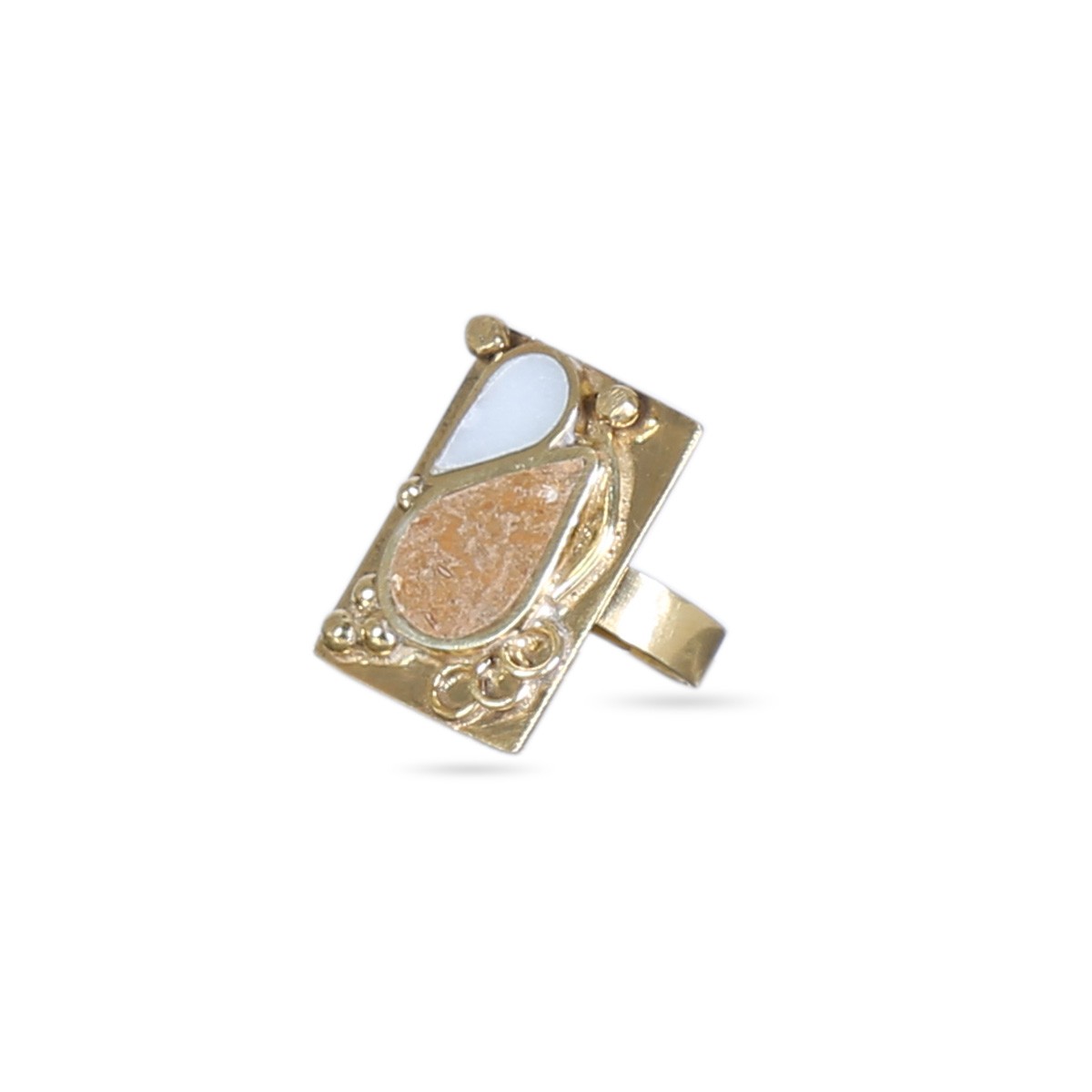 Marble Two-Stone Ring | Gold Plated Antique Ring 1
