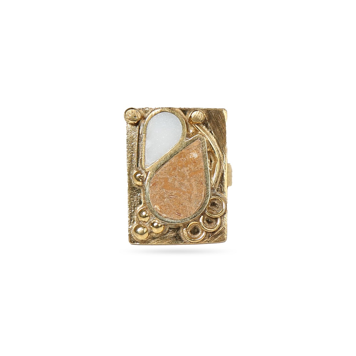 Marble Two-Stone Ring | Gold Plated Antique Ring 2