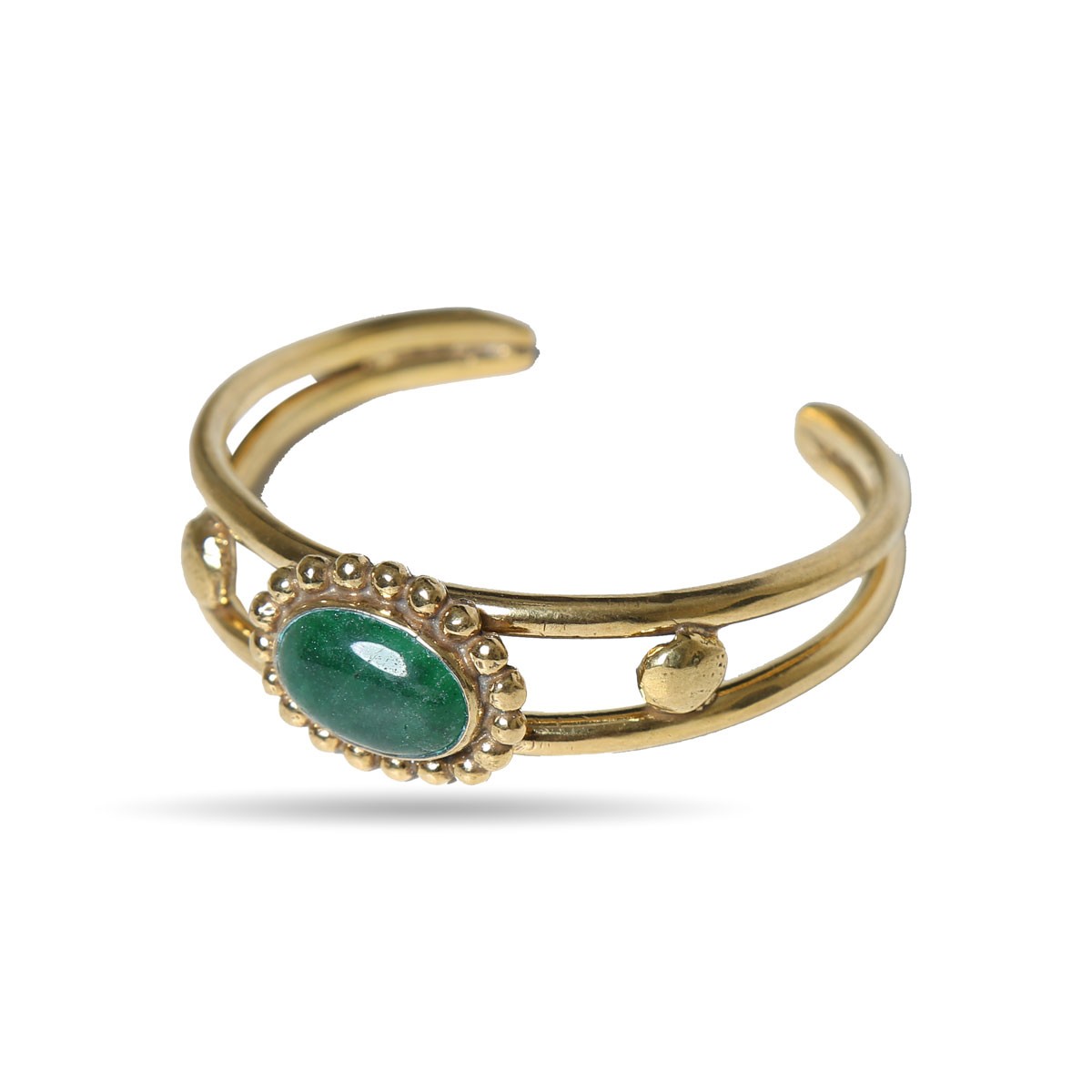 Green Agate Stone Cuff Bracelet | Gold Plated Birthstone Bracelet 2
