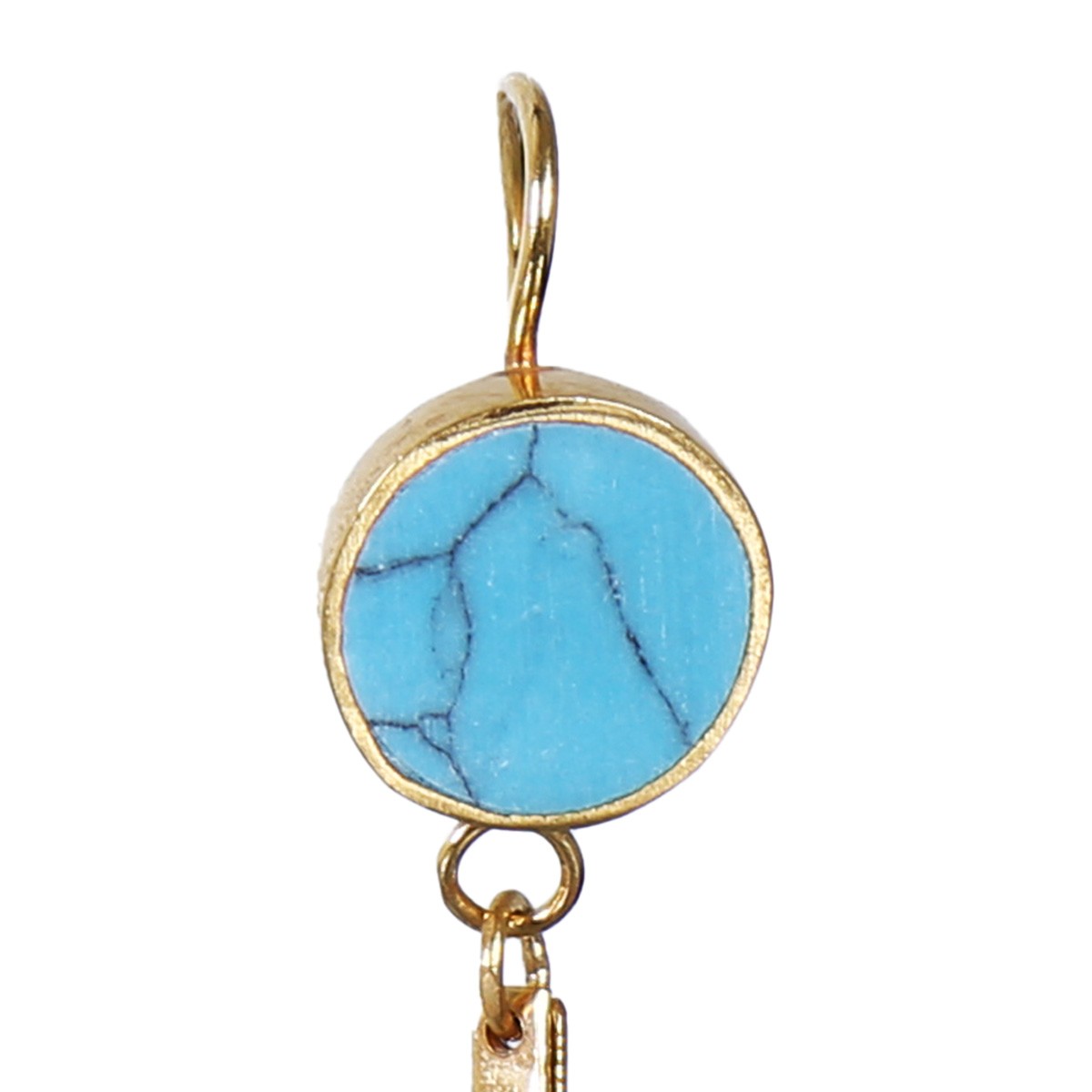 Blue Turquoise Stone Earrings | Gold Plated Dangle Earrings 3