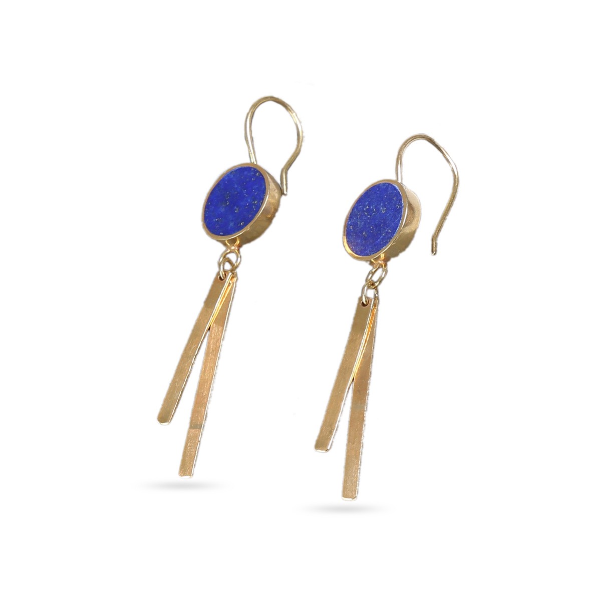 Lapis Earrings & Ring Set | Gold Plated Flat Round 2