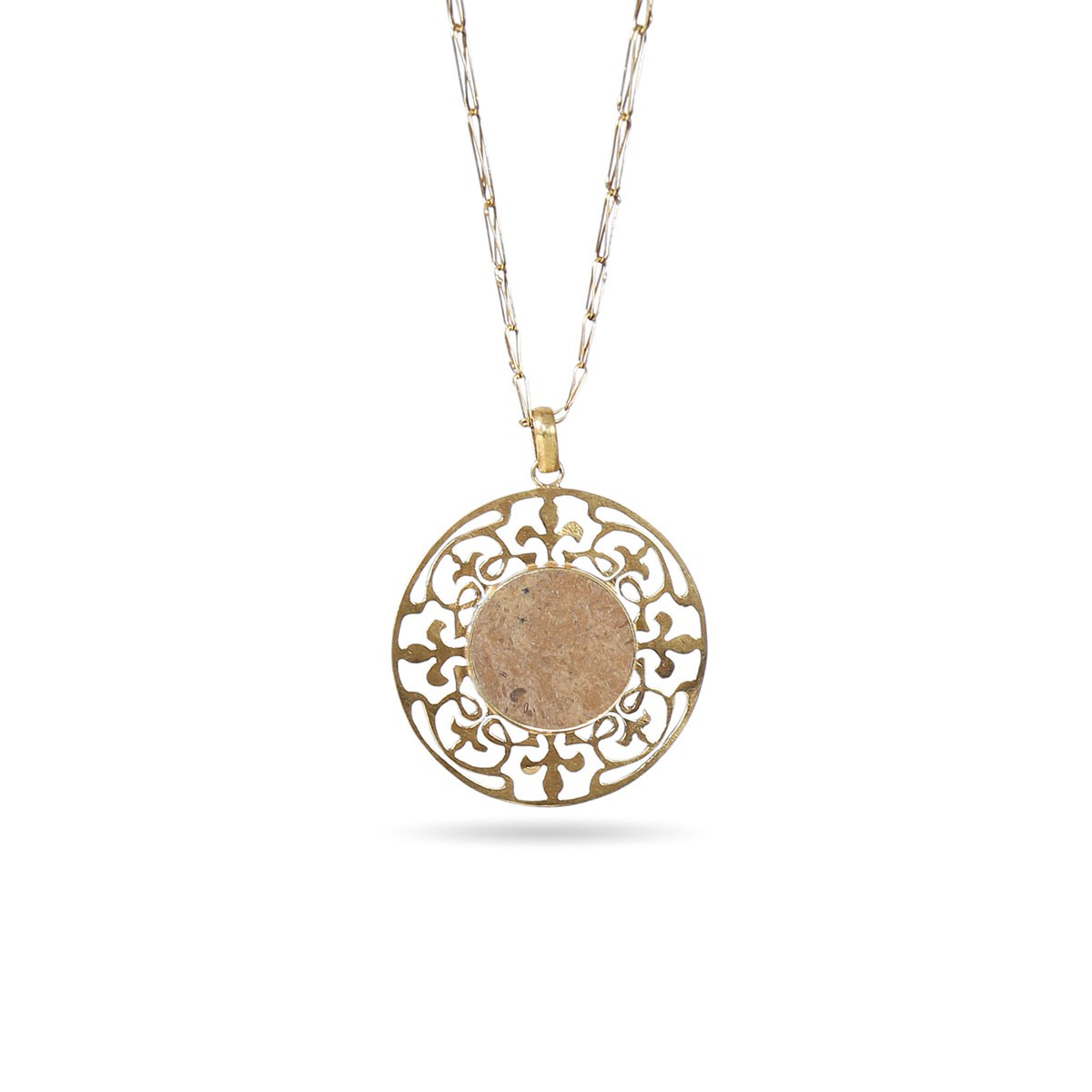 Jasper Stone Drop Necklace | Round Chain Locket 2