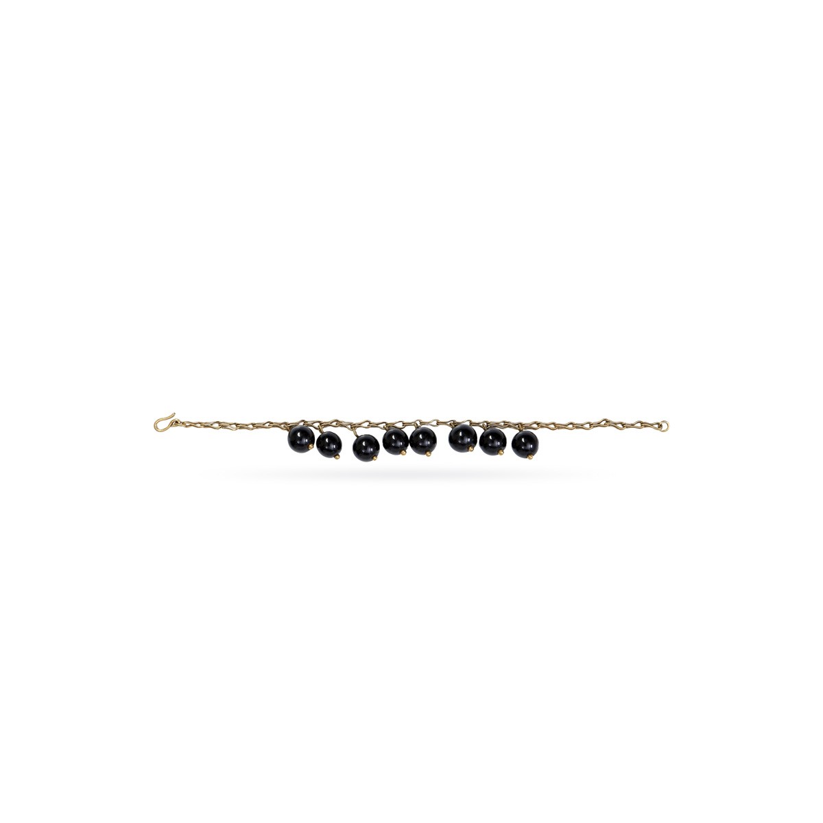 Black Agate Beaded Bracelet | Gold Plated Charm Bracelet 2