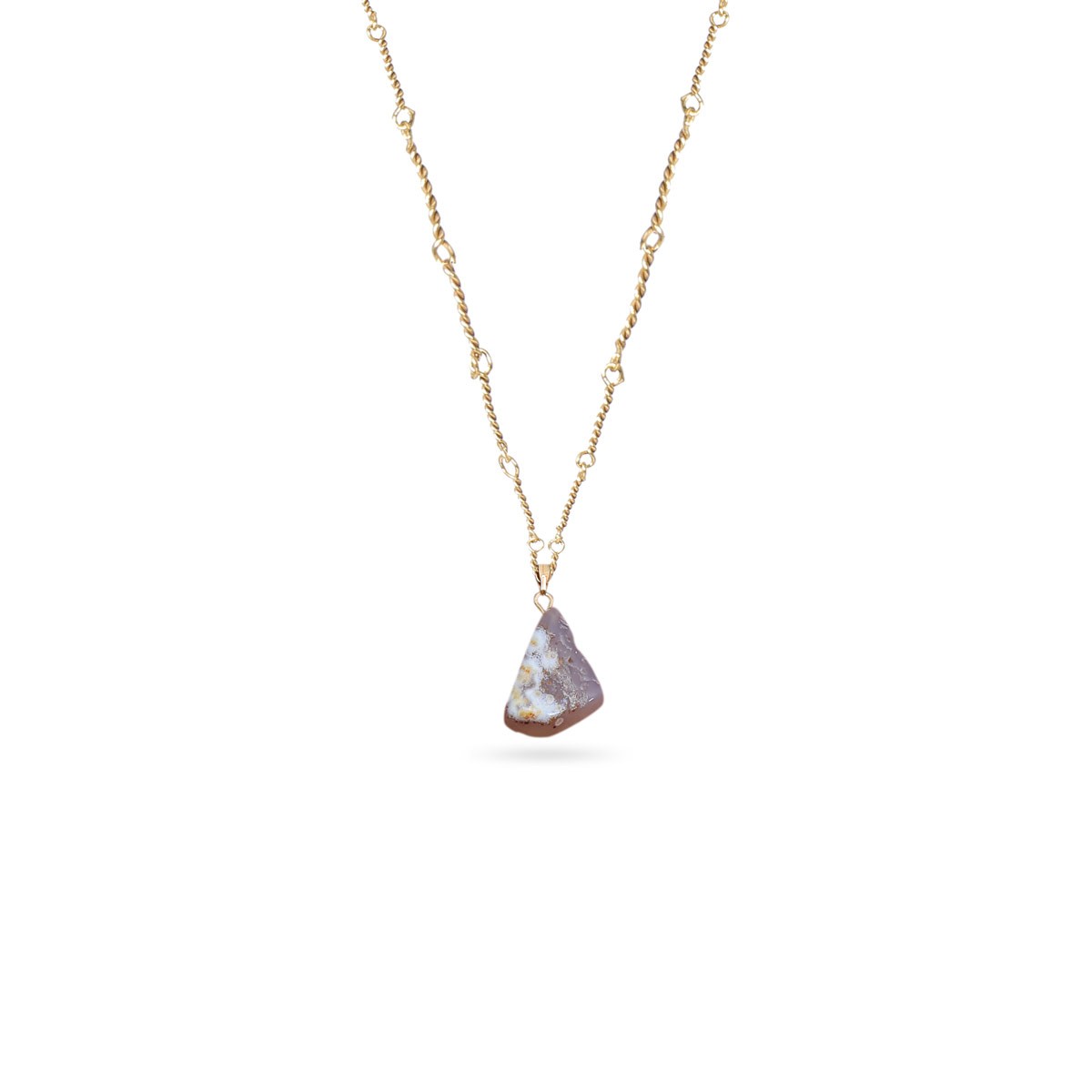 Rough Agate Stone Pendant | Gold Plated Chain Locket 1