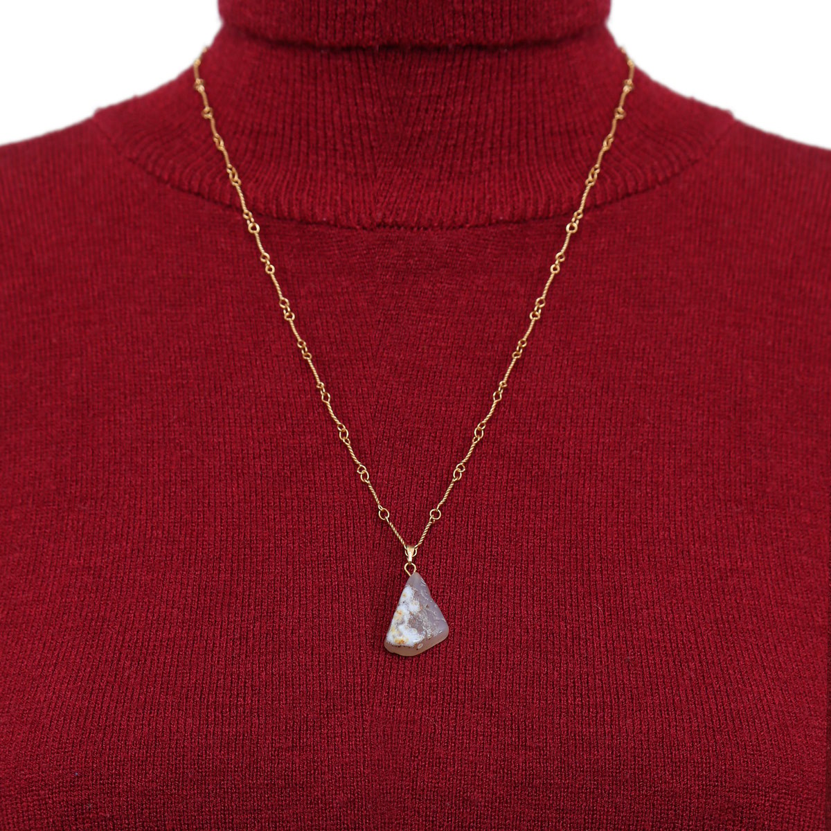 Rough Agate Stone Pendant | Gold Plated Chain Locket 3