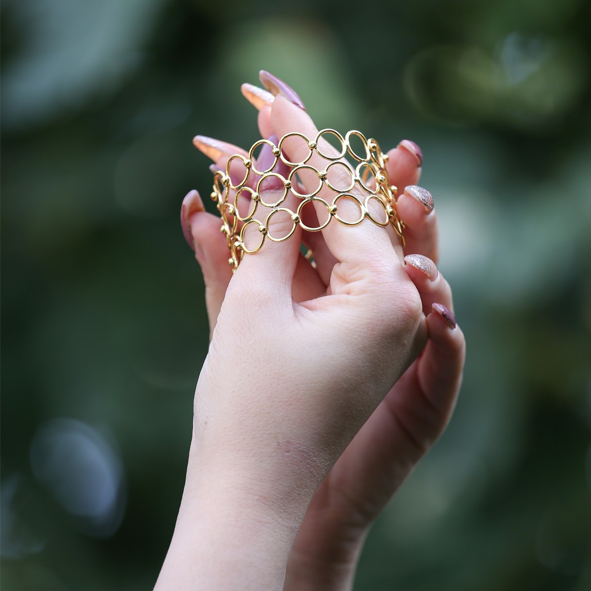 Gold Plated Chain Bracelet | Brass Bangle Bracelet 3