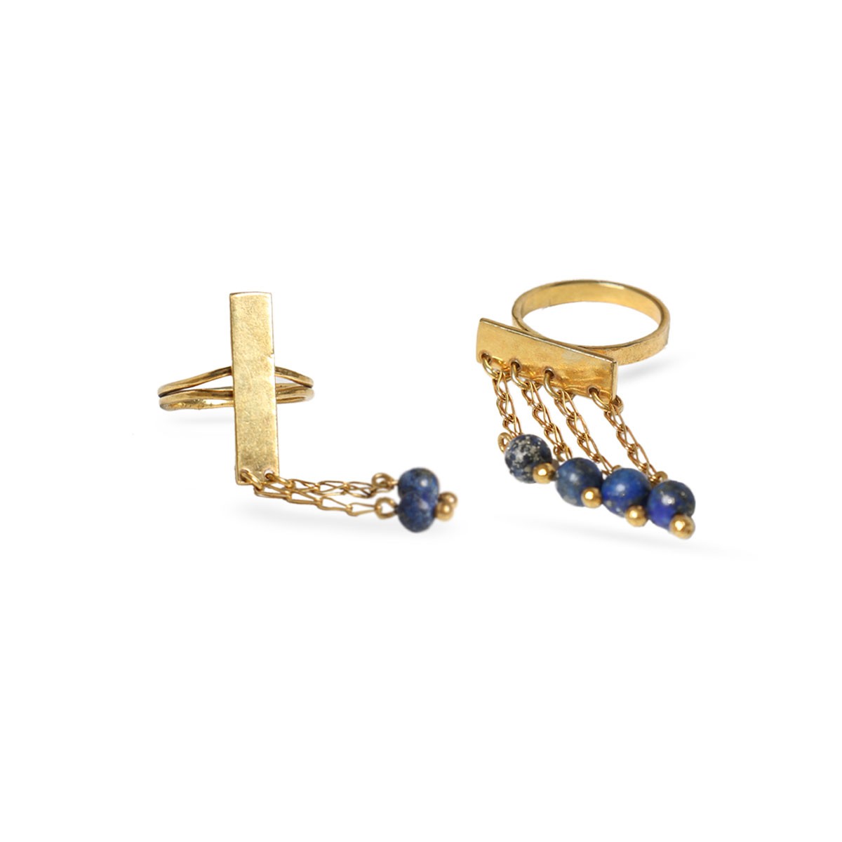 Lapis Lazuli Stone Jewelry Set | Gold Plated Pendant, Earrings, Ring & Bracelet 5
