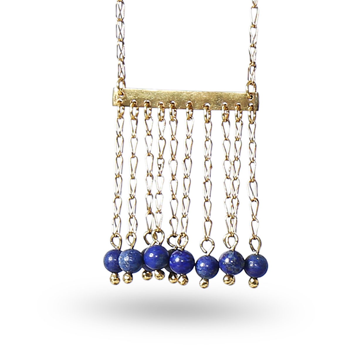 Lapis Stone Brass Pendant | Gold Plated Sautoir Locket 2