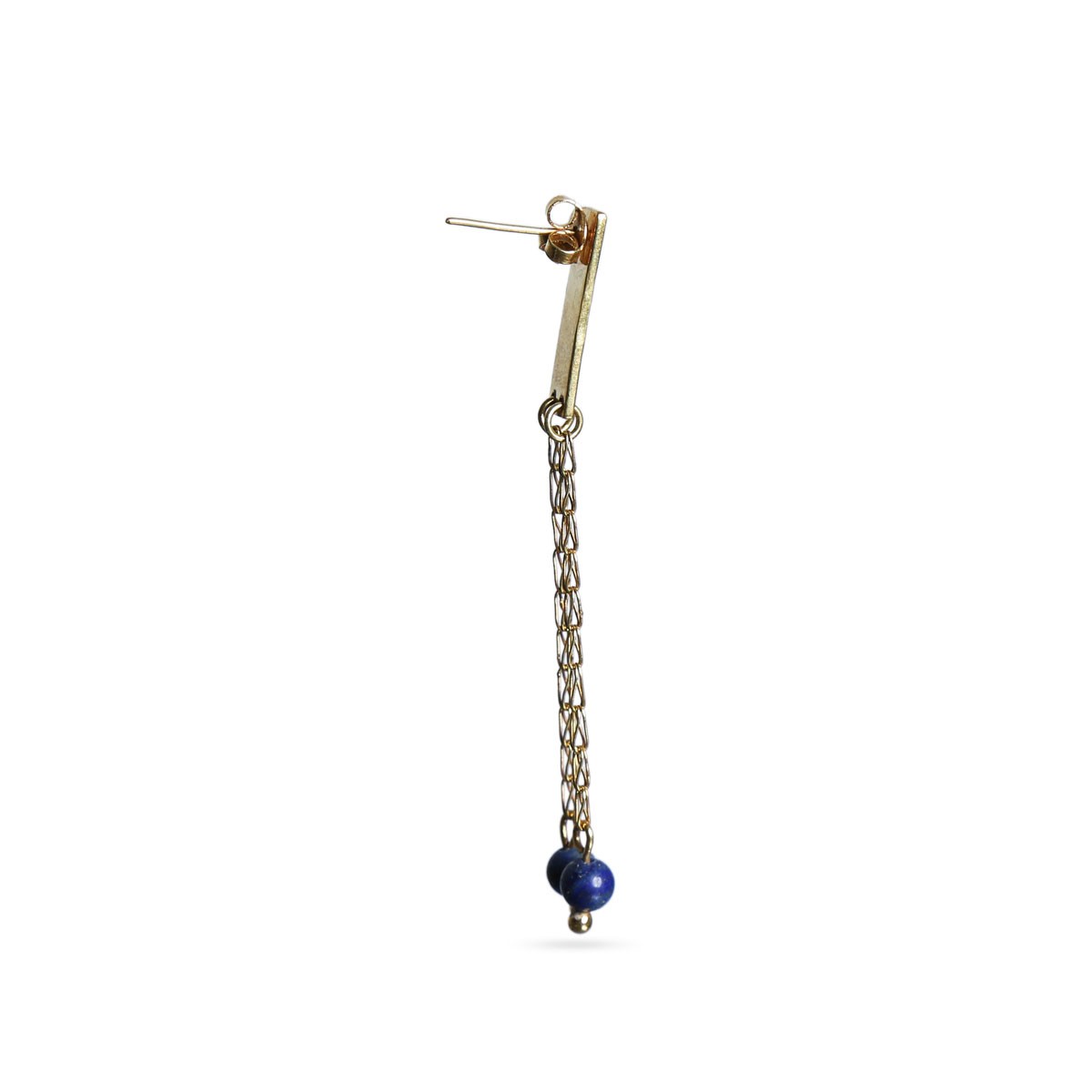 Lapis Stone Bead Earrings | Gold Plated Shoulder Earrings 2