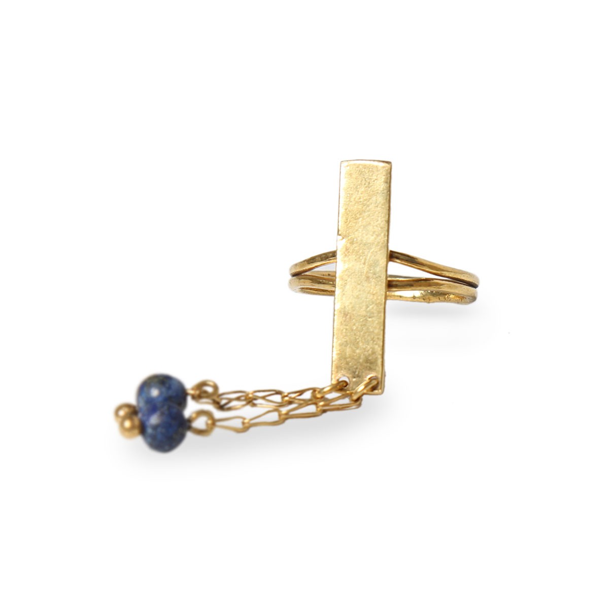Lapis Stone Bead Earrings | Gold Plated Shoulder Earrings 3