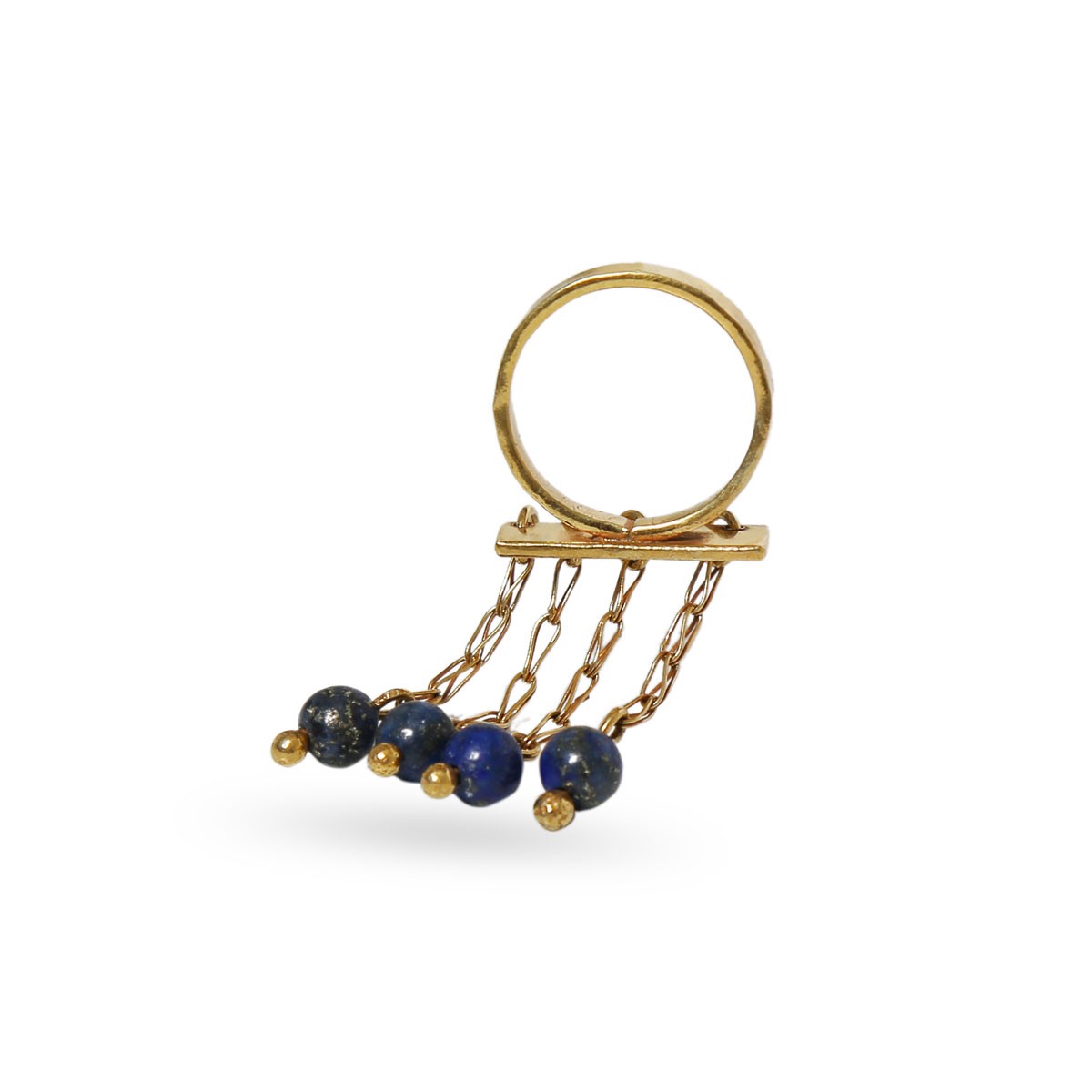Lapis Stone Beaded Ring | Gold Plated Ring 2