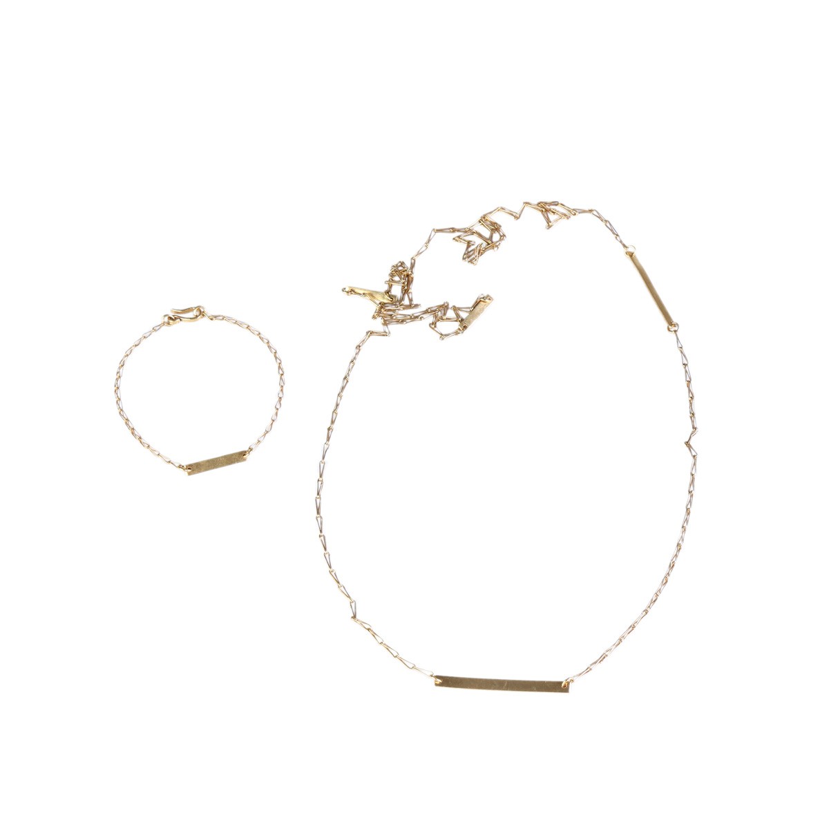 Turkmen Gold Plated Jewelry Set | Brass Choker Necklace & Bar Bracelet 1