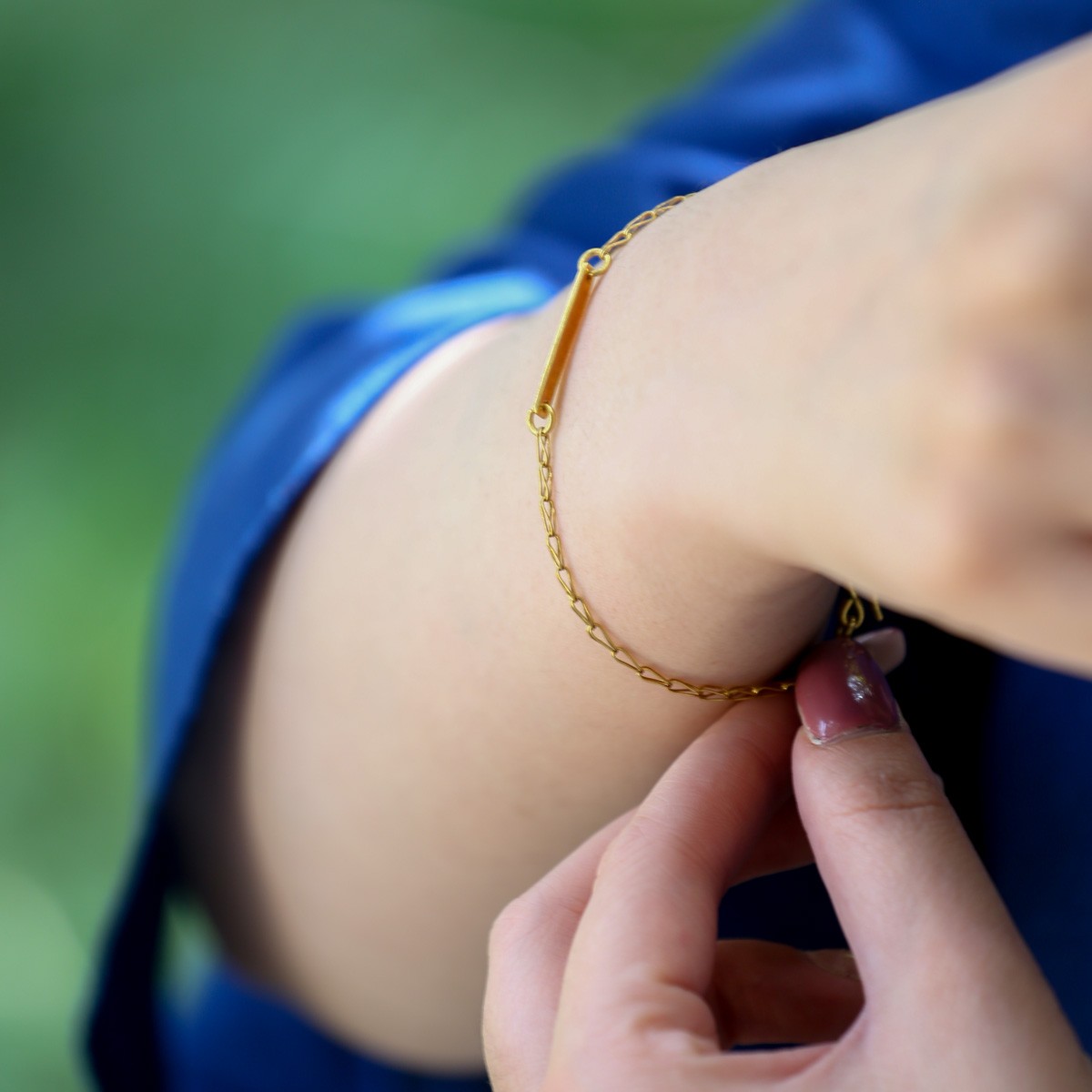 Turkmen Brass Chain Bracelet | Gold Plated Bar Bracelet 4