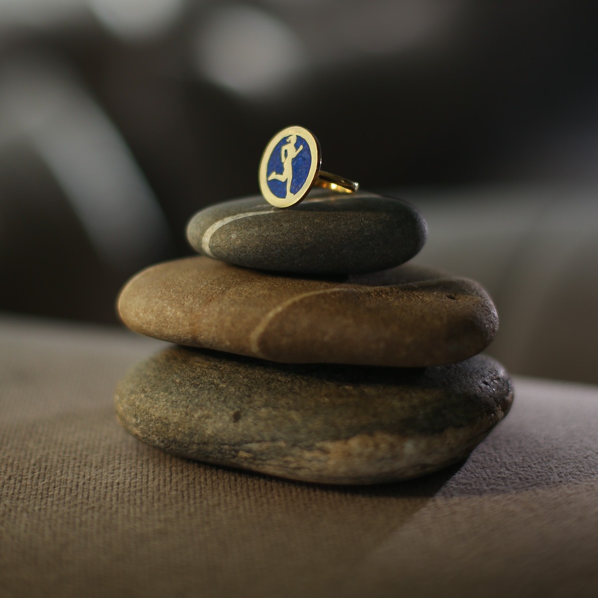 Lapis Lazuli Stone Ring | Flat Gold Plated Ring  3