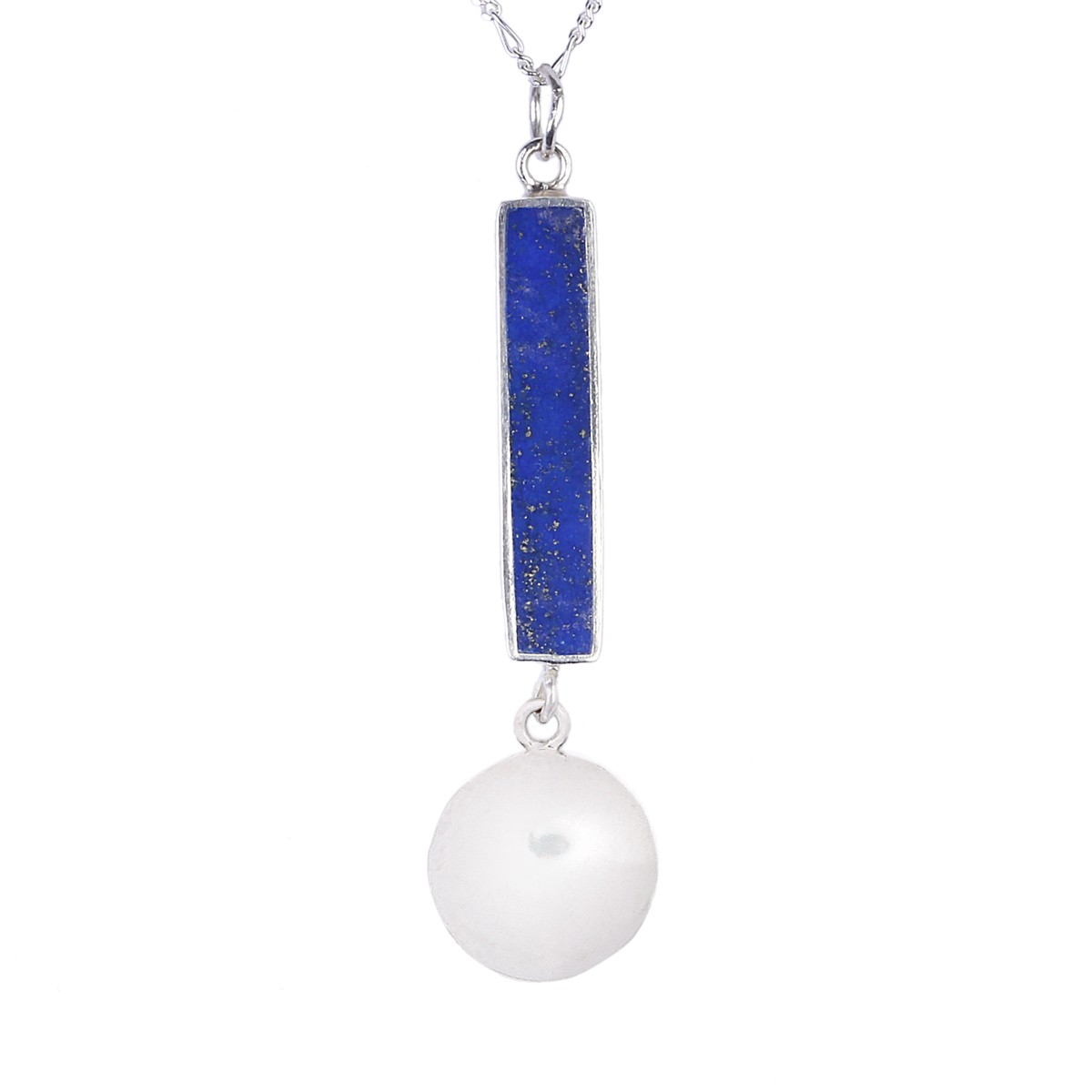 Lapis Lazuli Stone Drop Pendant | Silver Lariat Chain Locket 2