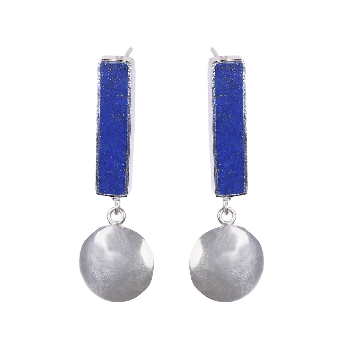 Lapis Lazuli Rectangle Earrings | Silver Drop Dangle Earrings 1