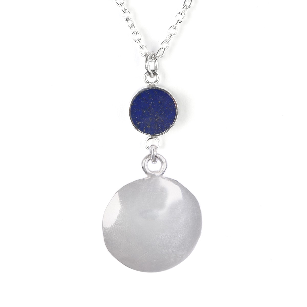 Lapis Lazuli Drop Pendant | Silver Round Dangle Locket 2