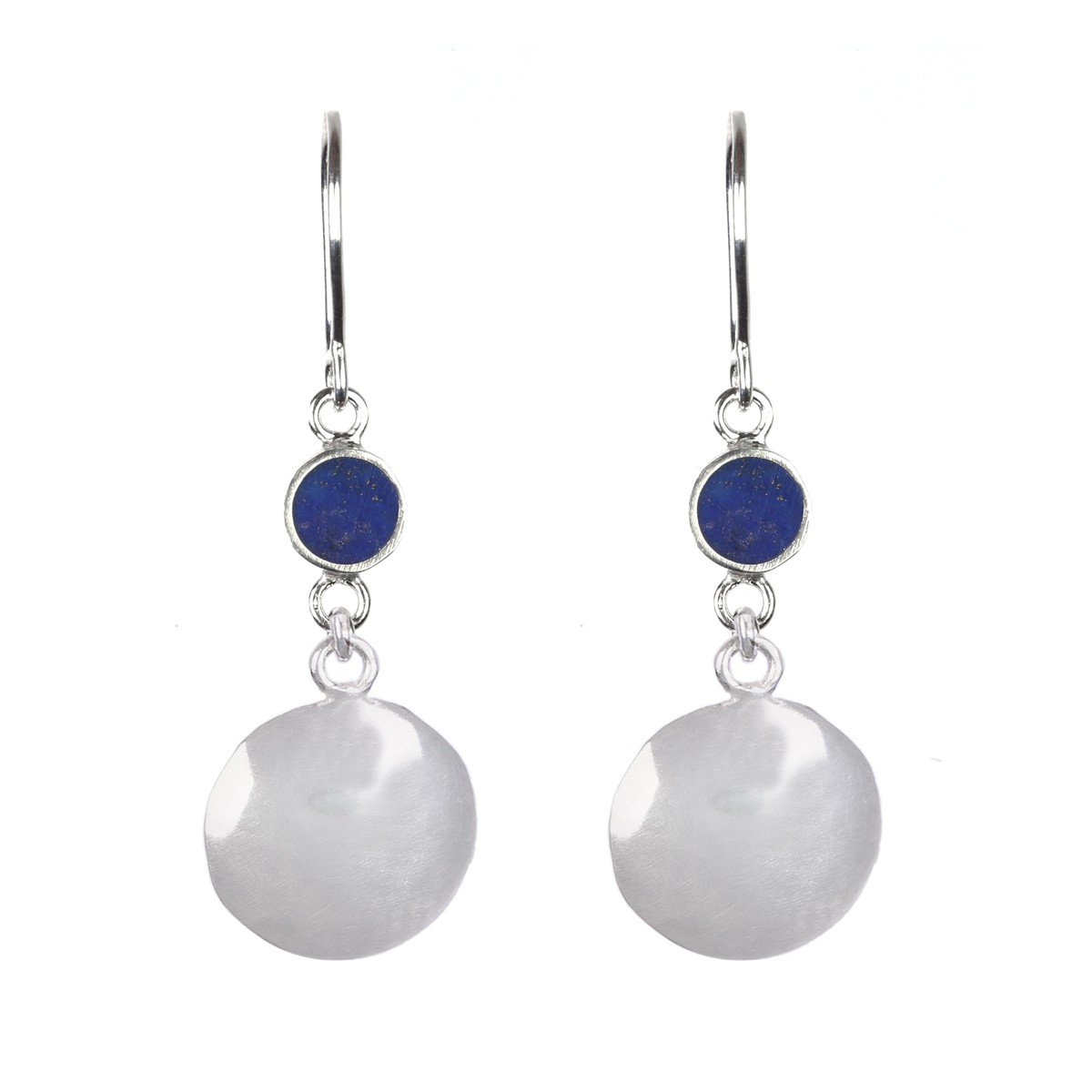 Lapis Lazuli Silver Dangle Earrings | Drop Wire-Hook Earrings 1