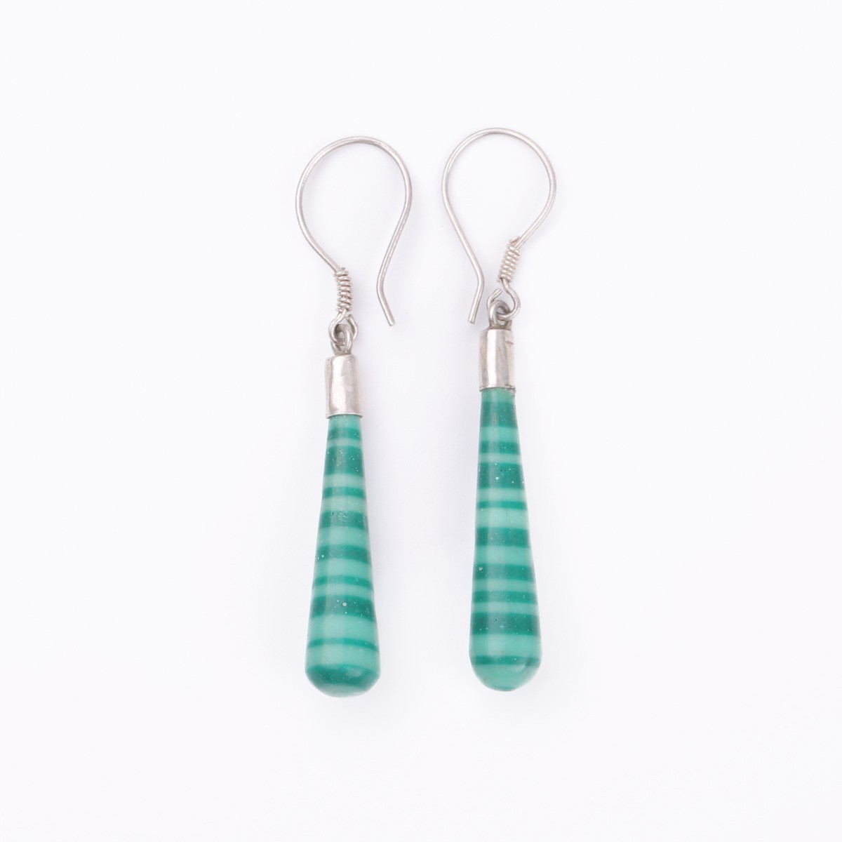 Malachite Earrings | Hook Silver Earrings 1